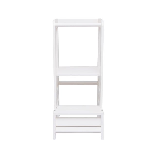 Inaltator Learning Tower Ajustabil, Ajutor De Bucatarie Meowbaby  , Lemn Alb Pjbkh01002wie