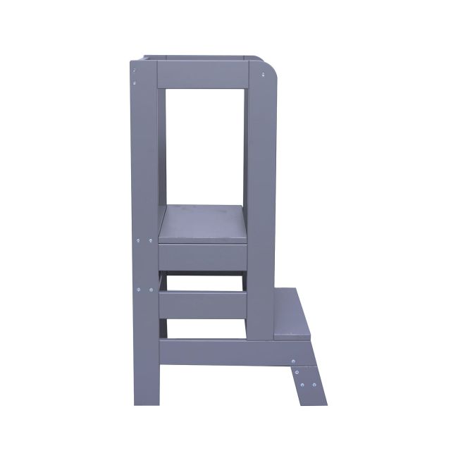 Inaltator Learning Tower Ajustabil, Ajutor De Bucatarie Meowbaby  , Lemn Gri Inchis Pjbkh01012scie