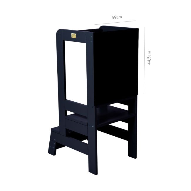 Inaltator Learning Tower Ajustabil Cu Tabla De Scris, Ajutor De Bucatarie Meowbaby  , Lemn Negru Pjbkh02011cie