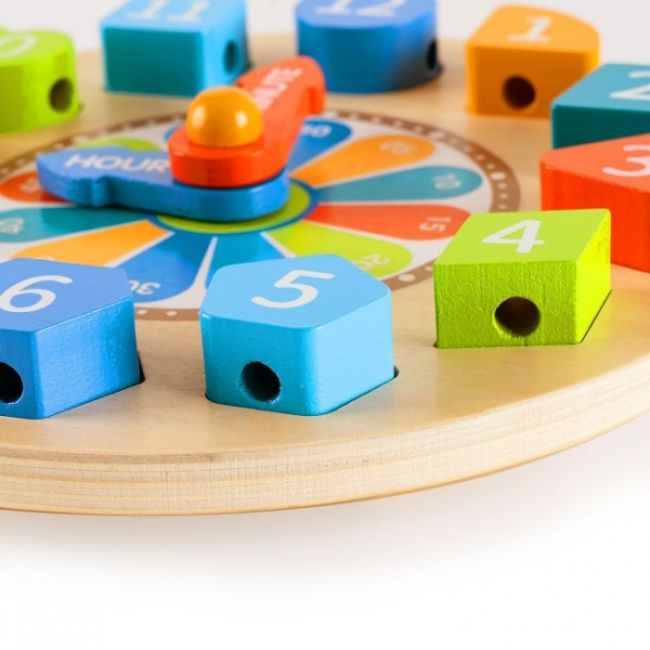 Jucarie educativa din lemn 3 in 1 tip ceas ecotoys ph05i006 edeediph05i006