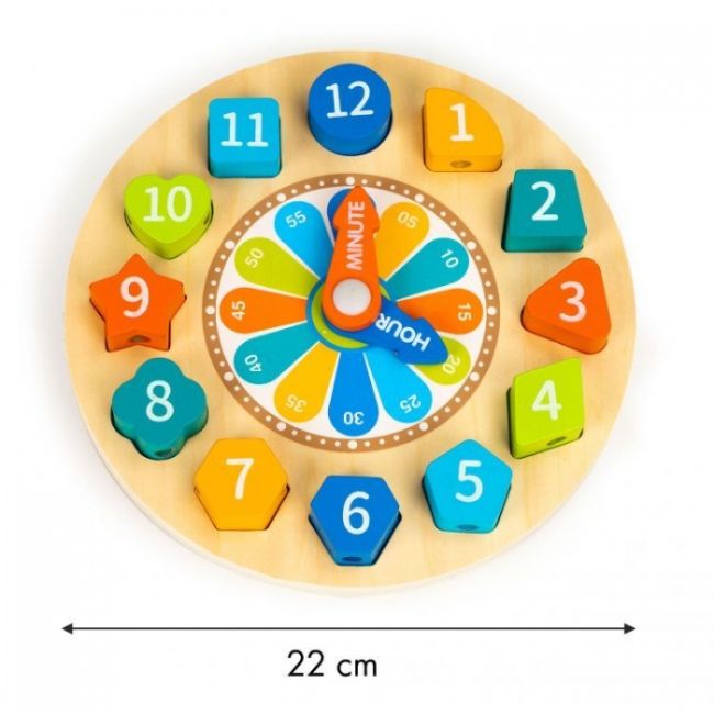 Jucarie educativa din lemn 3 in 1 tip ceas ecotoys ph05i006 edeediph05i006