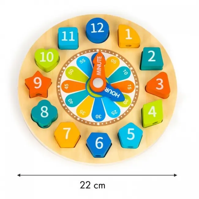 Jucarie educativa din lemn 3 in 1 tip ceas ecotoys ph05i006 edeediph05i006