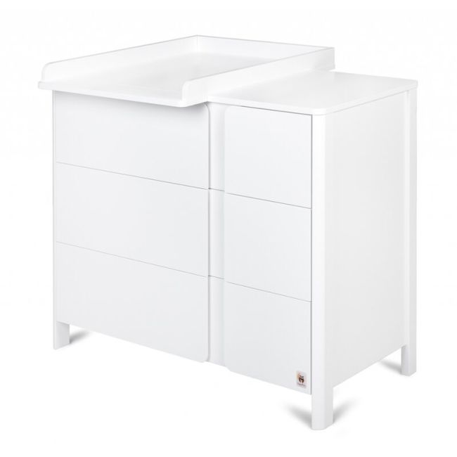 Pachet Patut extensibil YappyGrow din lemn de mesteacan si Comoda de infasat YappyClassic din lemn, Alb BYNYappyGrow+DresserEtude_white