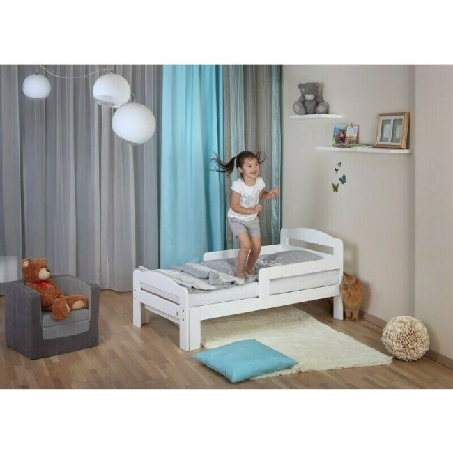 Pachet Patut extensibil YappyGrow din lemn de mesteacan si Comoda de infasat YappyClassic din lemn, Alb BYNYappyGrow+DresserEtude_white