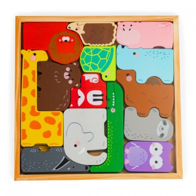 Set cu 14 figurine in forma de animale din lemn ecotoys 3002 edeedi3002