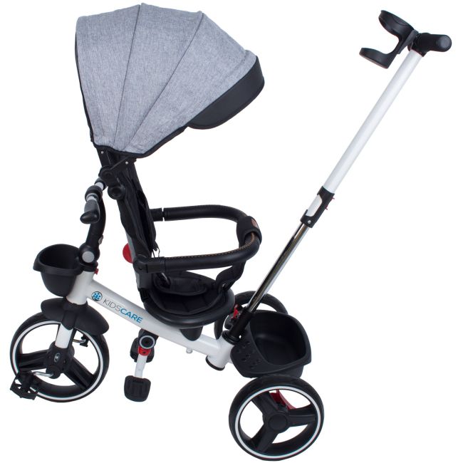Tricicleta pliabila pentru copii Impera gri, scaun rotativ, copertina de soare, maner pentru parinti Kidscare SUPKCT_IMPERA_gri