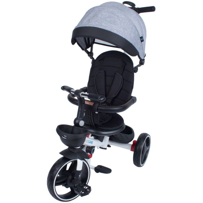Tricicleta pliabila pentru copii Impera gri, scaun rotativ, copertina de soare, maner pentru parinti Kidscare SUPKCT_IMPERA_gri