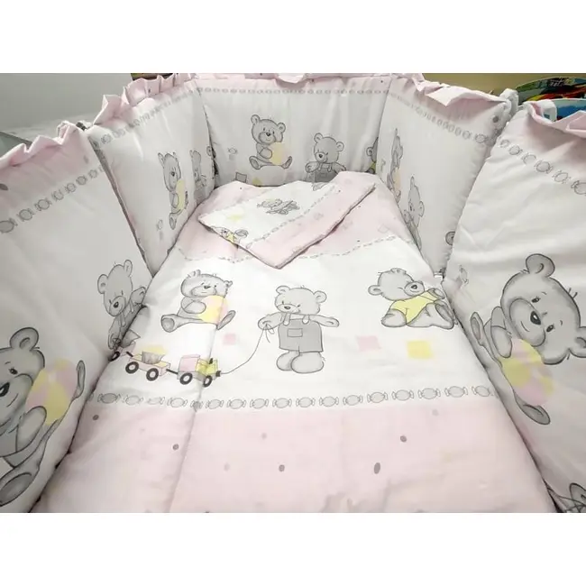 Lenjerie MyKids Teddy Toys Roz M1 5+1 Piese M2 140x70 cm 00070356