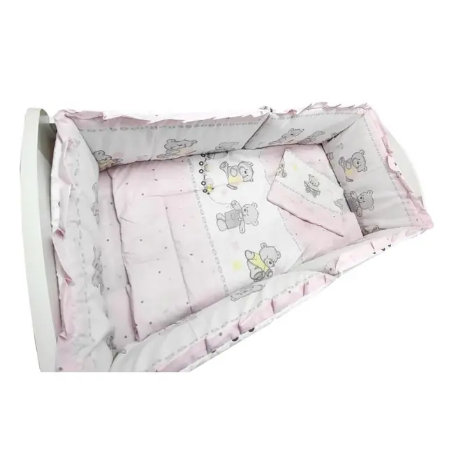 Lenjerie MyKids Teddy Toys Roz M1 5+1 Piese M2 140x70 cm 00070356
