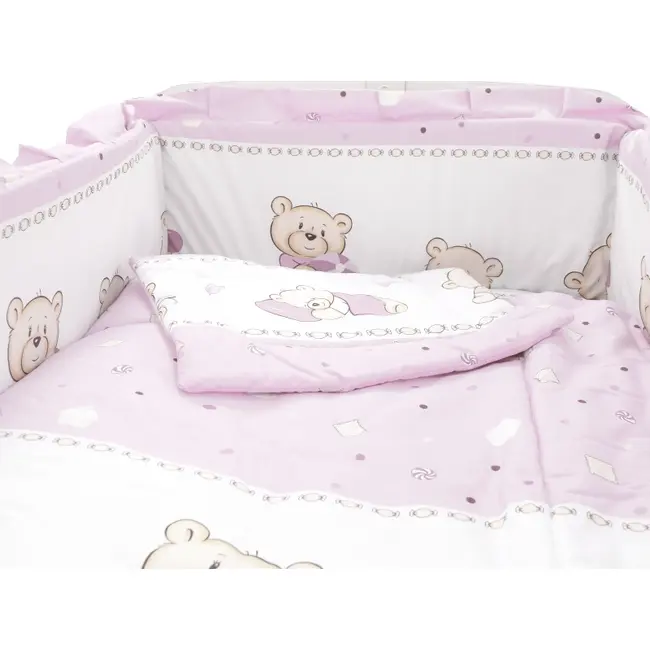 Lenjerie MyKids Teddy Toys Roz M1 5 piese 120x60 cm 00009745