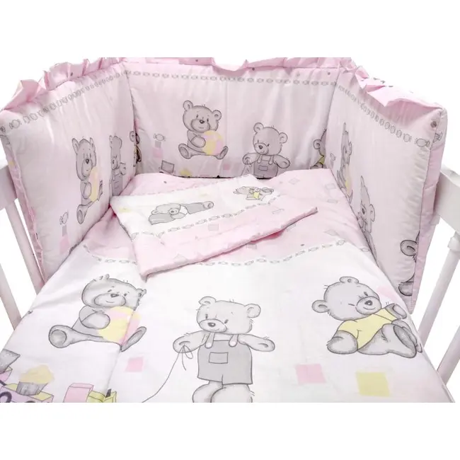Lenjerie MyKids Teddy Toys Roz M1 5 piese 140x70 cm 00070354