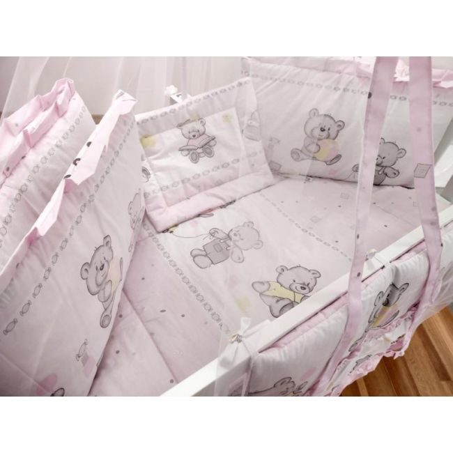 Lenjerie MyKids Teddy Toys Roz M1 7 Piese 120x60 cm 00070359