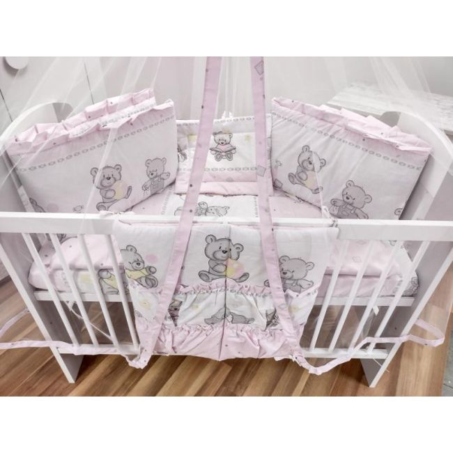 Lenjerie MyKids Teddy Toys Roz M1 7 Piese 120x60 cm 00070359