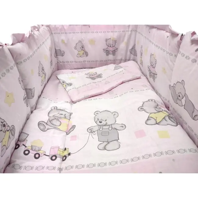 Lenjerie MyKids Teddy Toys Roz M2 5+1 Piese M2 120x60 cm 00070357