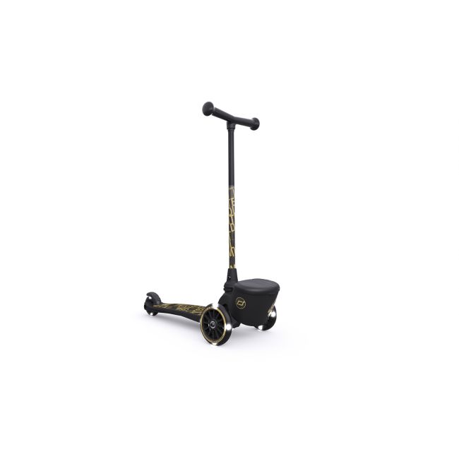 Pachet: Trotineta Copii Pliabila Cu Roti Luminoase, Suport Jucarie, Highwaykick 2 Black Gold Limited, 2 Ani +, Pana La 50 Kg, Scoot  Ride Si Casca S-m, 51-55 Cm, 3 Ani+ Pjb96529+96442