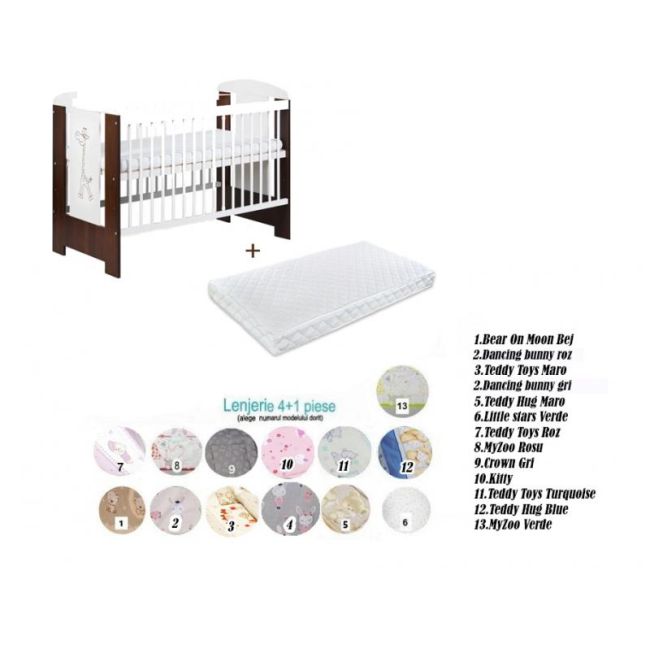 Pachet 3 in 1 Patut Little Giraffe Wenge 120x60 00070407