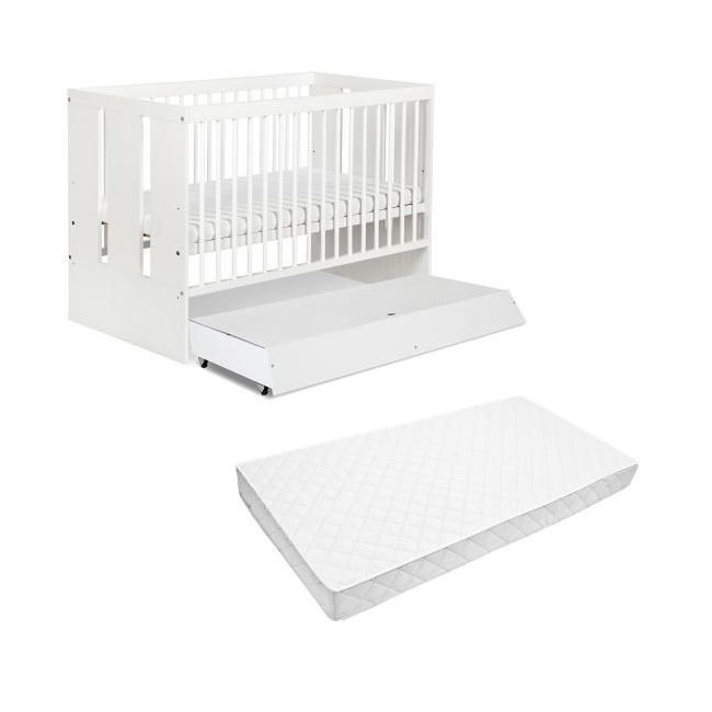 Patut cu sertar KLUPS Paula Alb + Saltea 10 MyKids Confort II 00009543