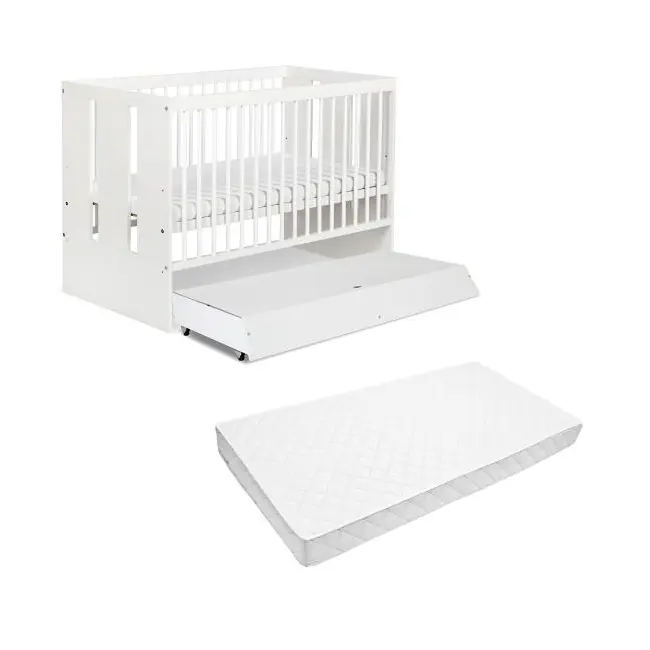 Patut cu sertar KLUPS Paula Alb + Saltea 10 MyKids Confort II 00009543