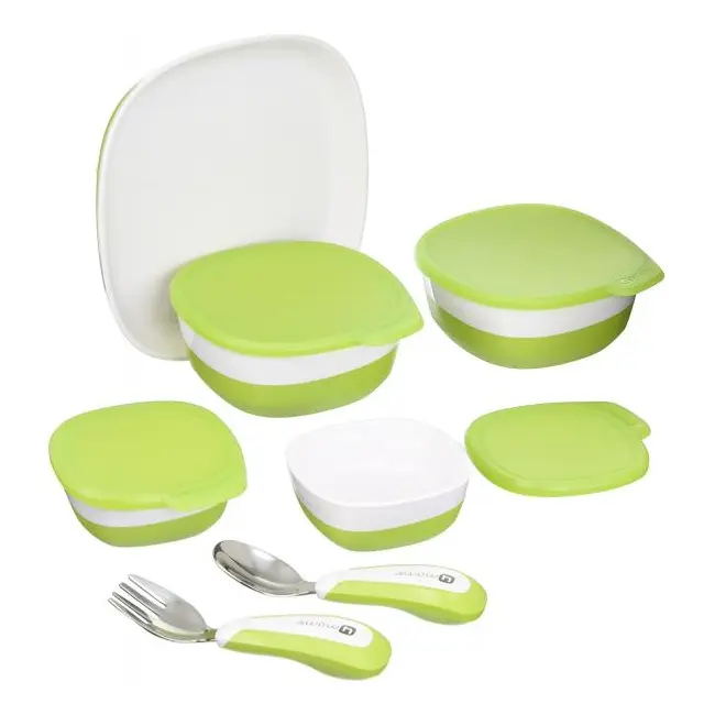 Scaun de masa 4moms White-Grey+Set Farfurii si tacamuri 00070536