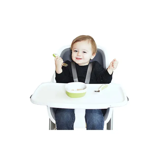 Scaun de masa 4moms White-Grey+Set Farfurii si tacamuri 00070536