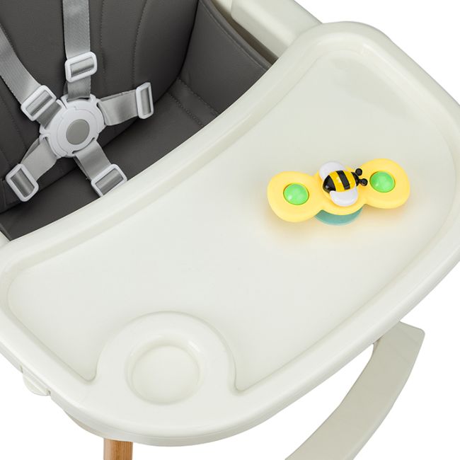 Scaun de masa copii Momi Flovi, Piele ecologica, Dark Grey KRTKRKA00020