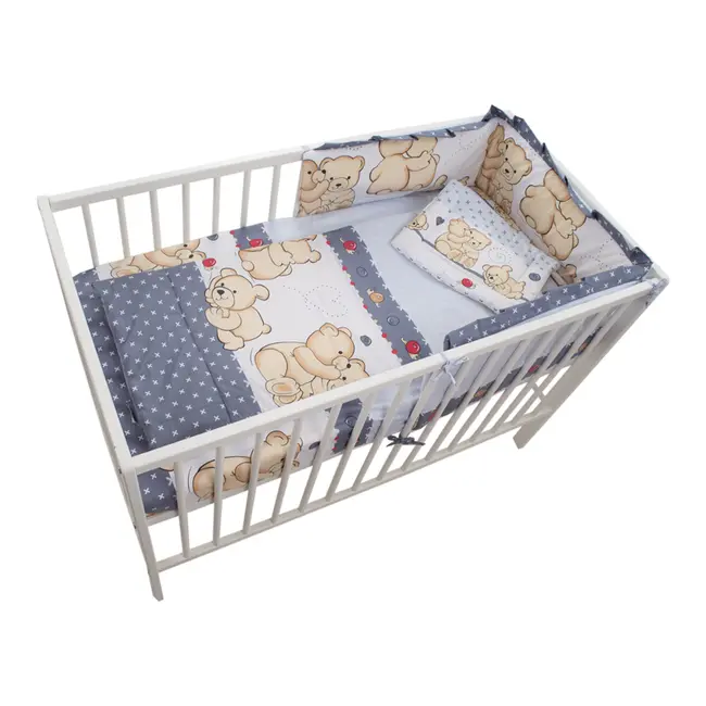 Lenjerie MyKids Teddy Friends Gri 4 Piese M1 120x60 00008817