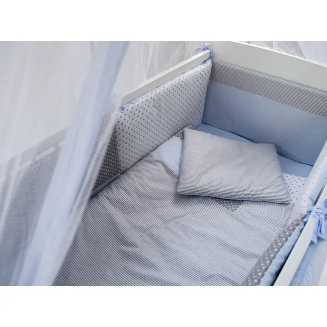 Lenjerie MyKids Dots Blue-Grey 11 Piese 120x60 cm 00071182