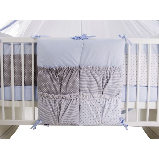 Lenjerie MyKids Dots Blue-Grey 11 Piese 120x60 cm 00071182