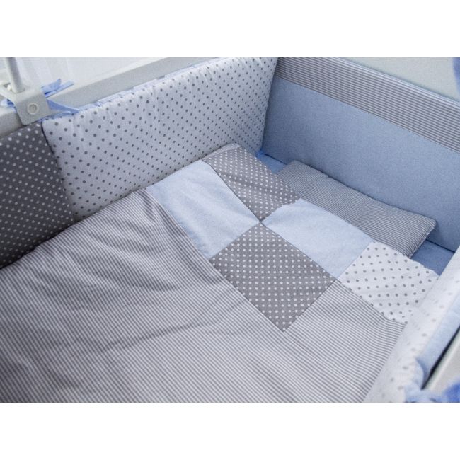 Lenjerie MyKids Dots Blue-Grey 11 Piese 120x60 cm 00071182