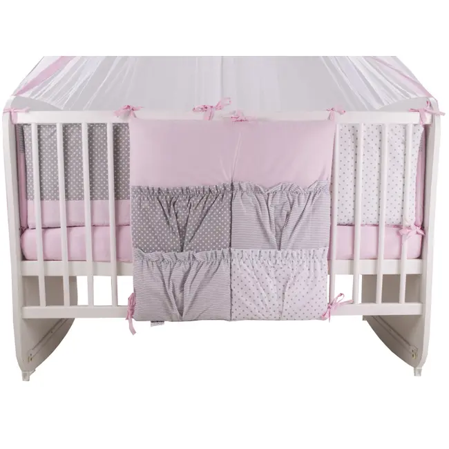 Lenjerie MyKids Dots Pink-Grey 11 Piese 120x60 cm 00071183