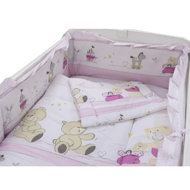 Lenjerie MyKids Teddy Play Pink M2 4+1 Piese 120x60 00070045