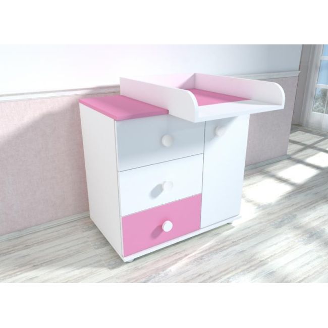 Comoda cu blat de infasat MyKids Kombo Alb Roz D120 00081085