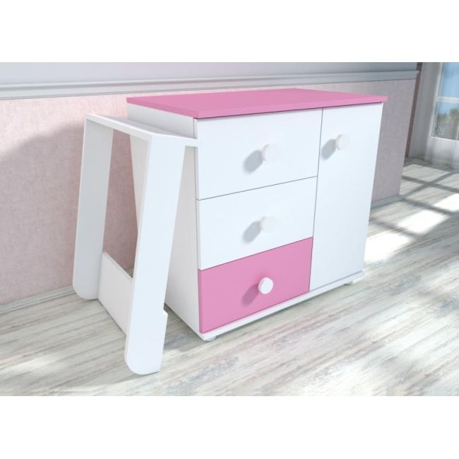 Comoda cu blat de infasat MyKids Kombo Alb Roz D120 00081085