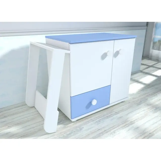 Comoda cu blat de infasat MyKids Lucky Alb-Albastru 0121PE 00081082