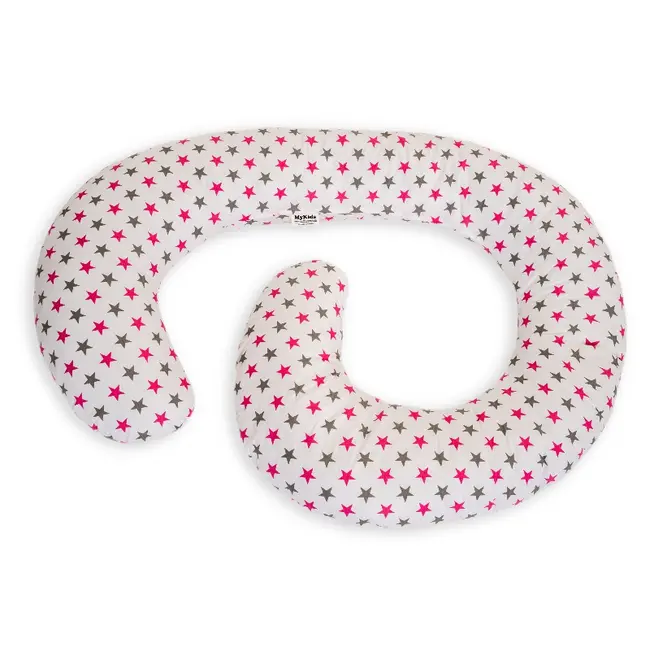 Perna De Alaptare Multifunctionala MyKids White Grey-Pink 00080655
