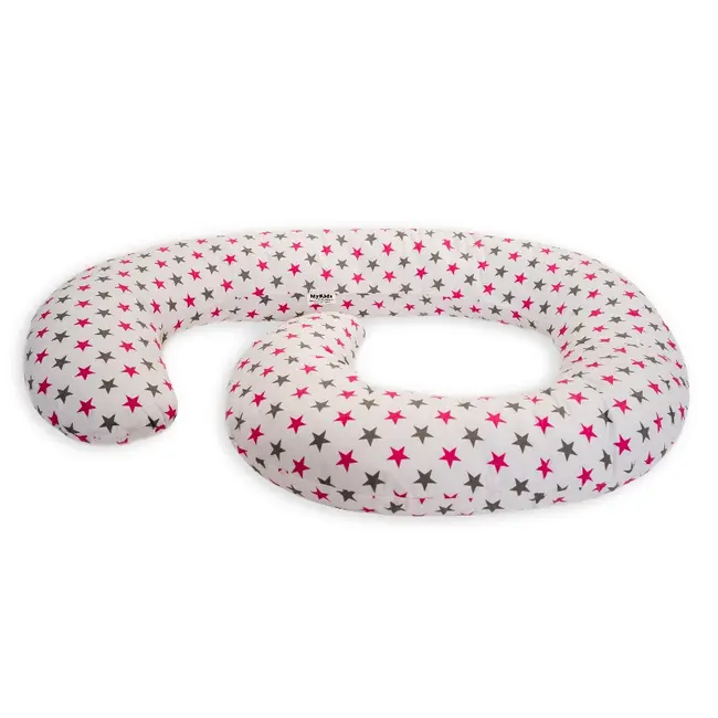 Perna De Alaptare Multifunctionala MyKids White Grey-Pink 00080655
