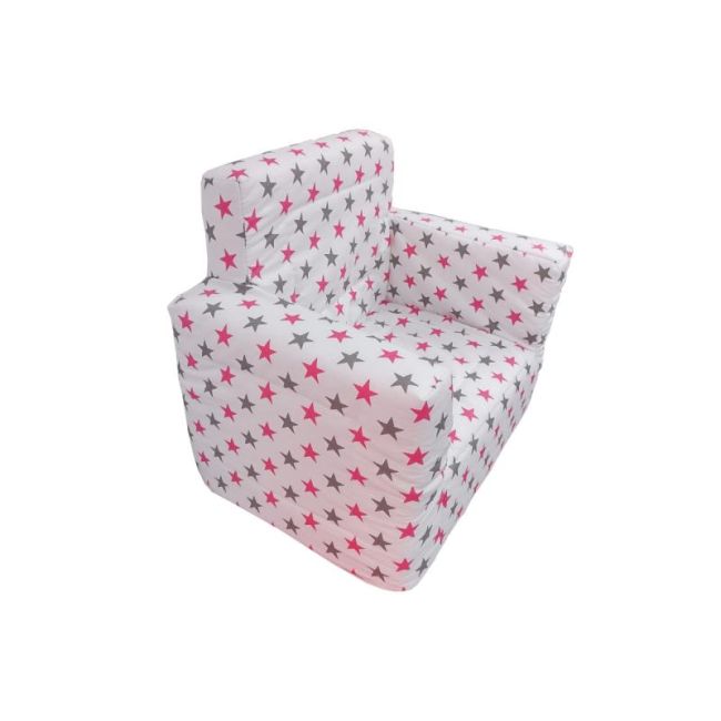 Fotoliu din burete pentru copii MyKids Stelute White Grey Pink 00081794