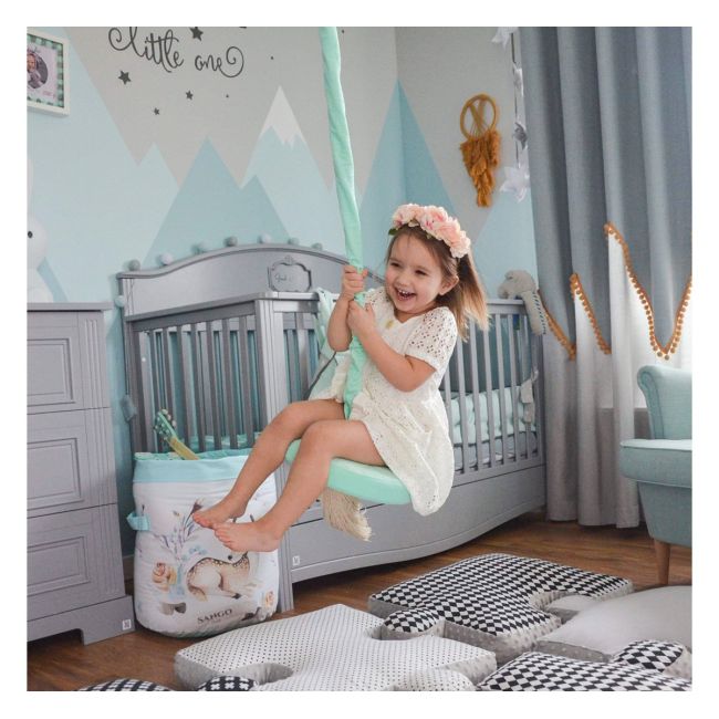 Leagan Din Lemn Si Spuma Pentru Copii Ringswing By Babysteps, Catifea Velvet Mint Pjb480242
