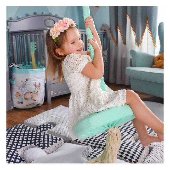 Leagan Din Lemn Si Spuma Pentru Copii Ringswing By Babysteps, Catifea Velvet Mint Pjb480242