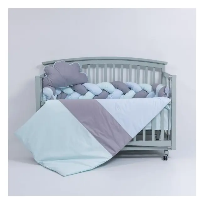 Lenjerie MyKids 6 piese Gray-Blue fara baldachin 120x60 cm 00081659