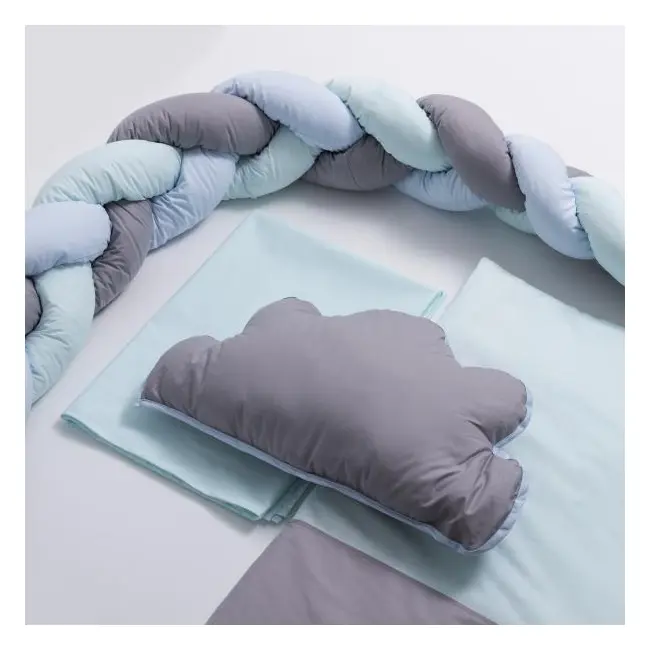 Lenjerie MyKids 6 piese Gray-Blue fara baldachin 120x60 cm 00081659