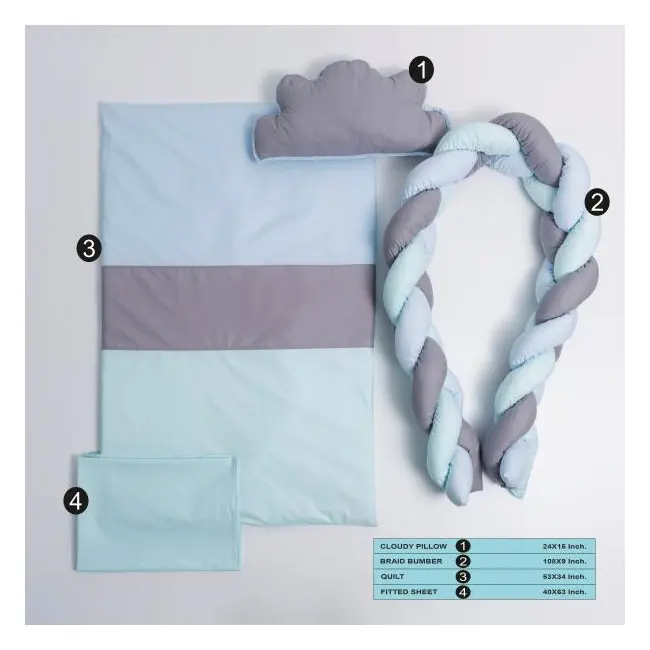 Lenjerie MyKids 6 piese Gray-Blue fara baldachin 120x60 cm 00081659