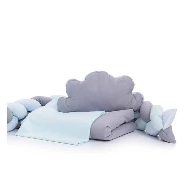 Lenjerie MyKids 6 piese Gray-Blue fara baldachin 120x60 cm 00081659