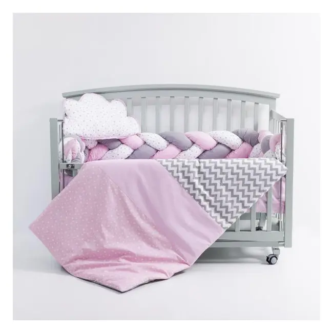 Lenjerie MyKids 6 piese Gray-Pink fara baldachin 120x60 cm 00081661