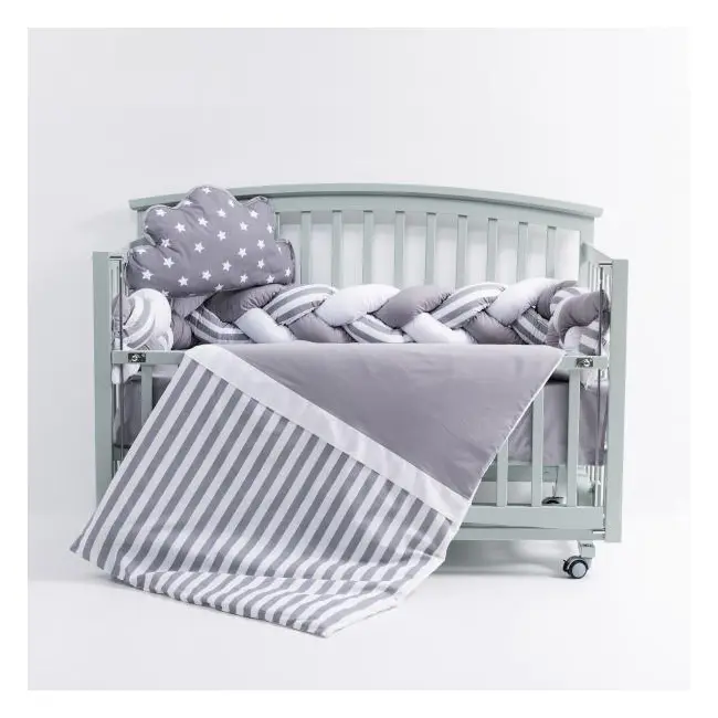 Lenjerie MyKids 6 piese Gray-White fara baldachin 120x60 cm 00081662