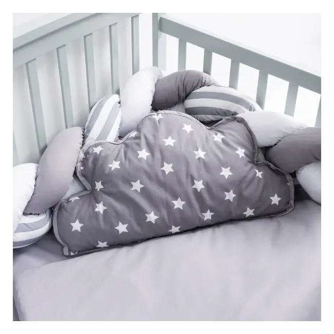 Lenjerie MyKids 6 piese Gray-White fara baldachin 120x60 cm 00081662