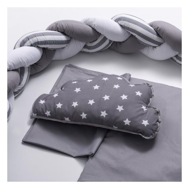 Lenjerie MyKids 6 piese Gray-White fara baldachin 120x60 cm 00081662