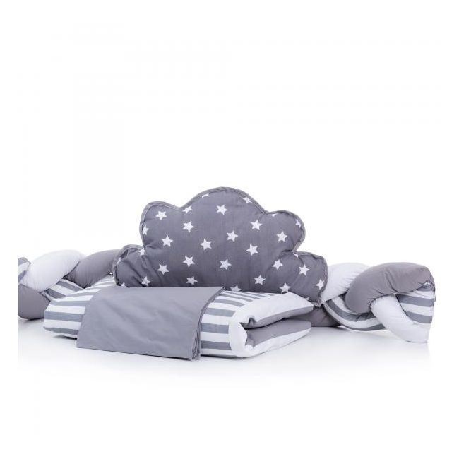 Lenjerie MyKids 6 piese Gray-White fara baldachin 120x60 cm 00081662