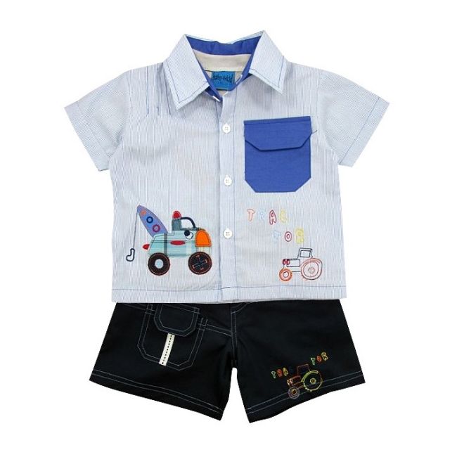 Compleu - pantaloni, camasa si tricou - Tractor - Haine bebelusi - MD7434.18 luni