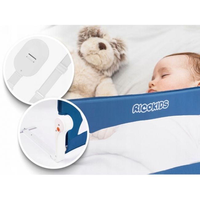 Bariera de pat ricokids 150 x 42 x 35 cm - albastru edeedi7417